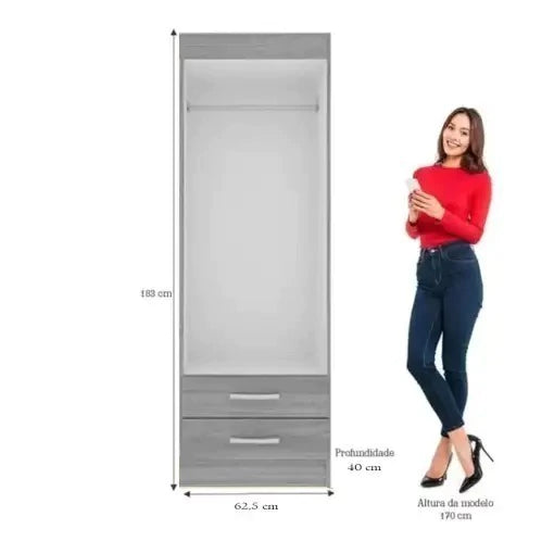 Guarda Roupa Atalaia 2 Portas 2 Gavetas Solteiro Evidencia BRANCO