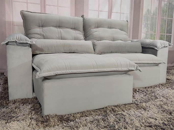 Sofá Retrátil Reclinável 2,10 m Cinza 321 Maricá - Móveis furniture
