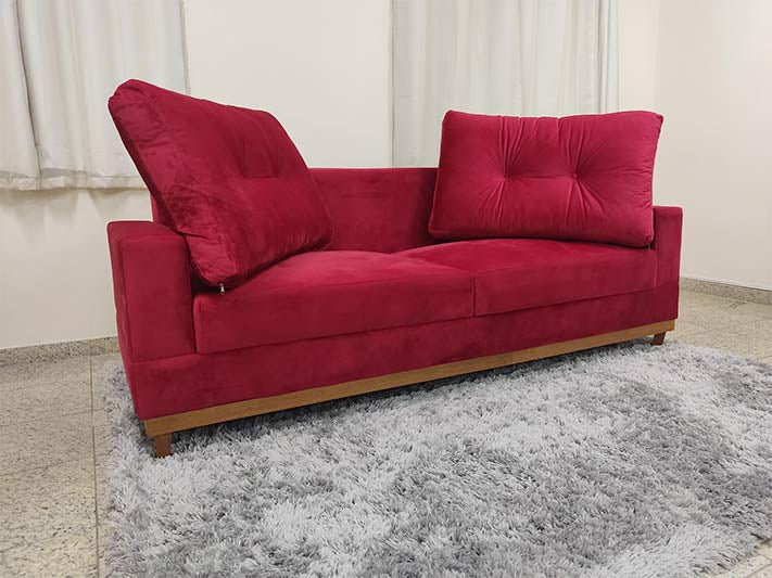 Sofá 3 Lugares Living 2,15 m Vermelho Milena - Móveis furniture