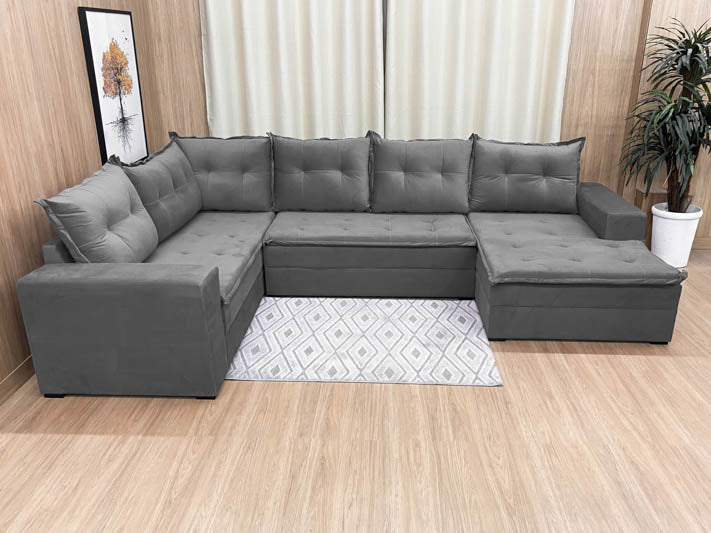 Sofá Canto Cinza Leblon - Móveis furniture