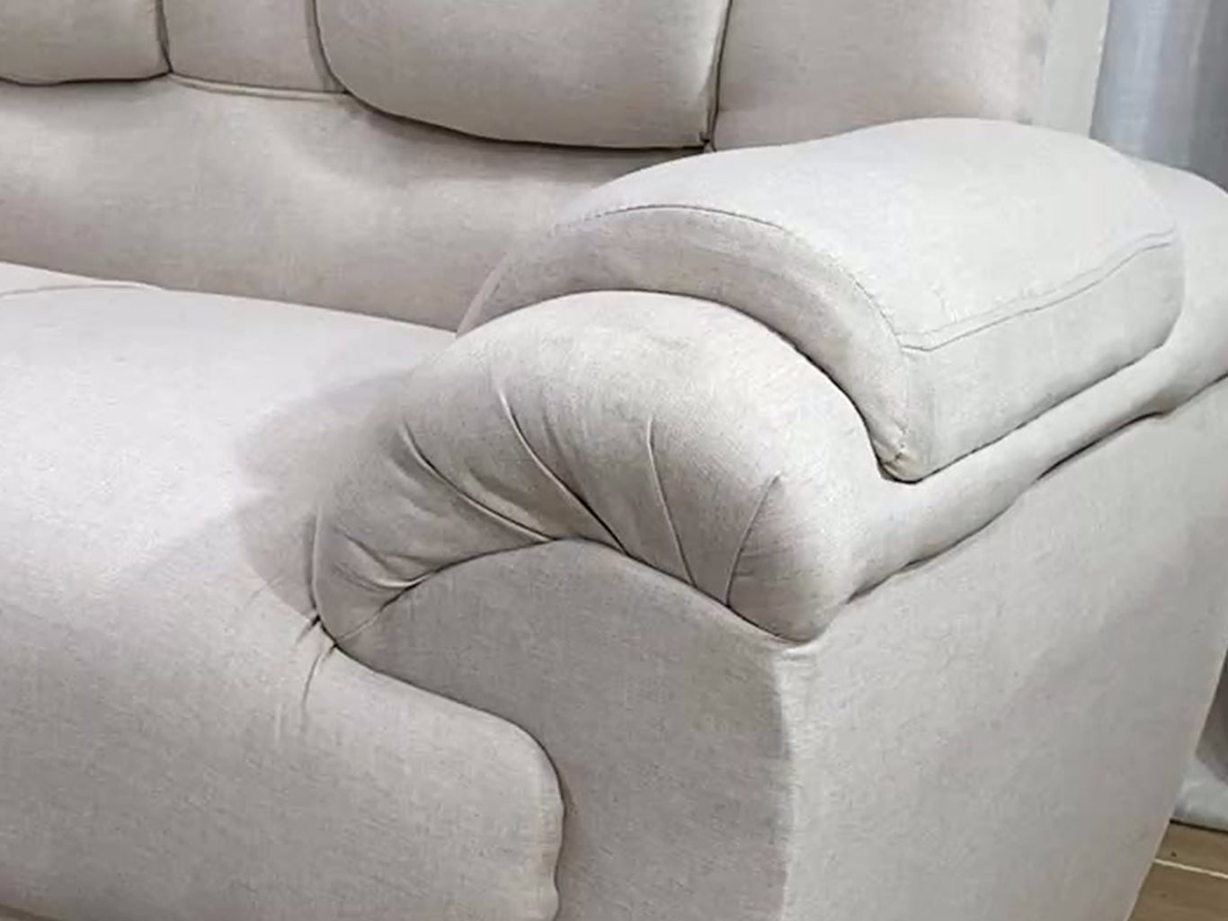 Sofá 2 e 3 Lugares Linho Bege Mônaco