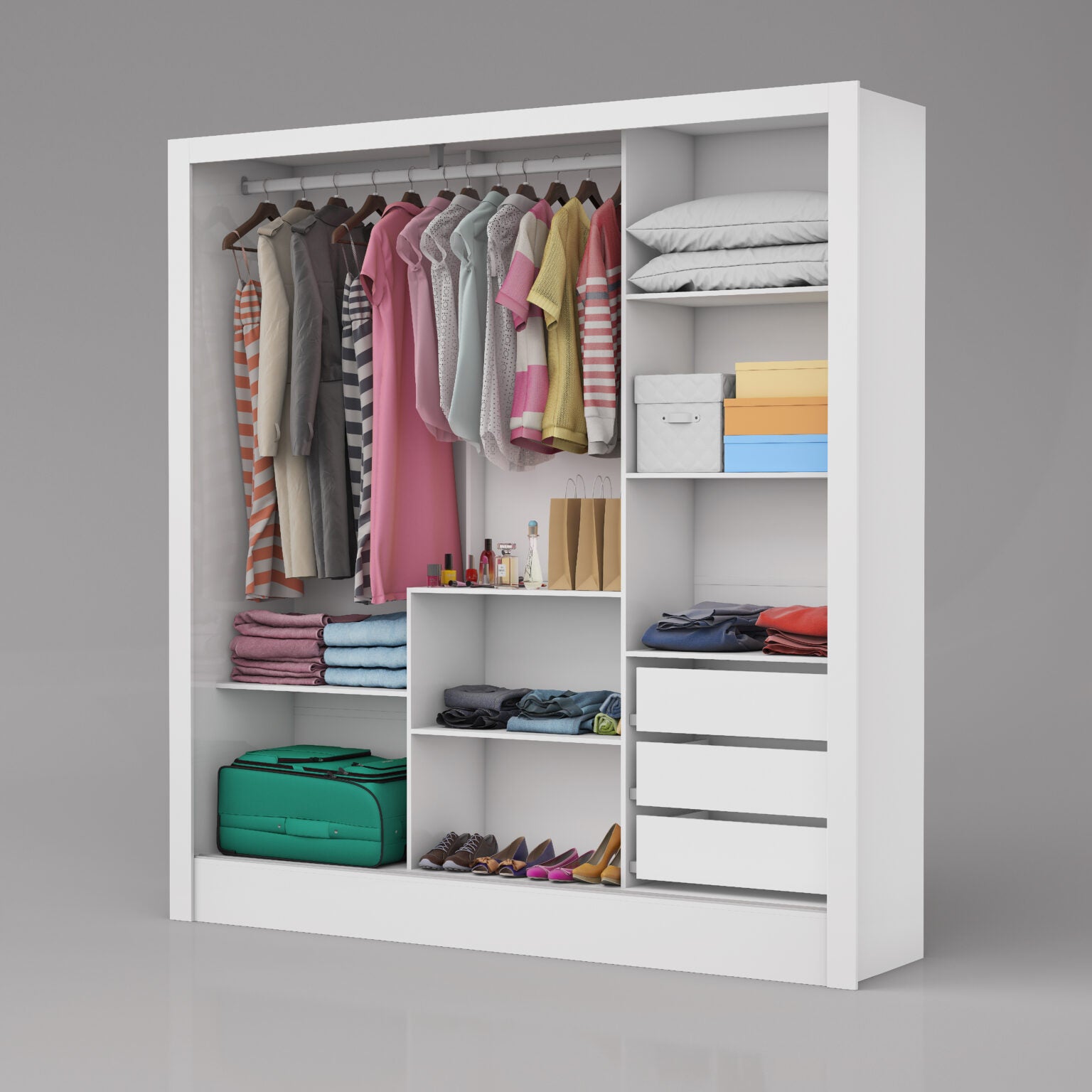 Guarda-Roupa 3 Portas Dubai/Santiago (Sem espelho) Branco - Móveis furniture