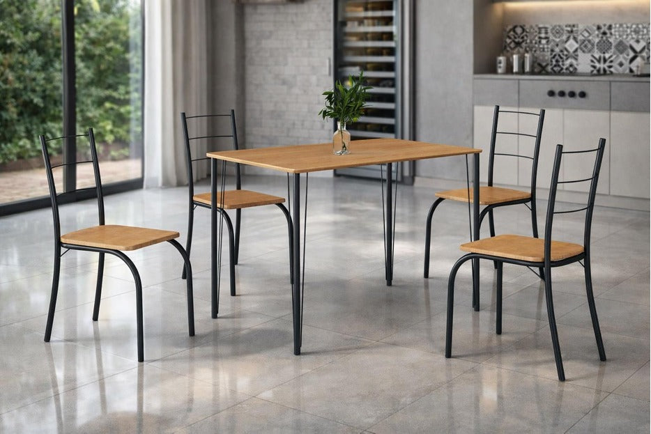 Mesa Tubular Espanha + Cadeiras Belize 0.88×0.55m – Cinamomo/Preto