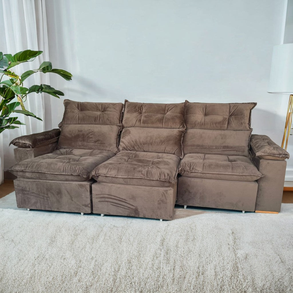 Sofá Retrátil e Reclinável Imperial 2,75 m Veludo Jolie Marrom 05 – IMPERIAL DECOR - Móveis furniture