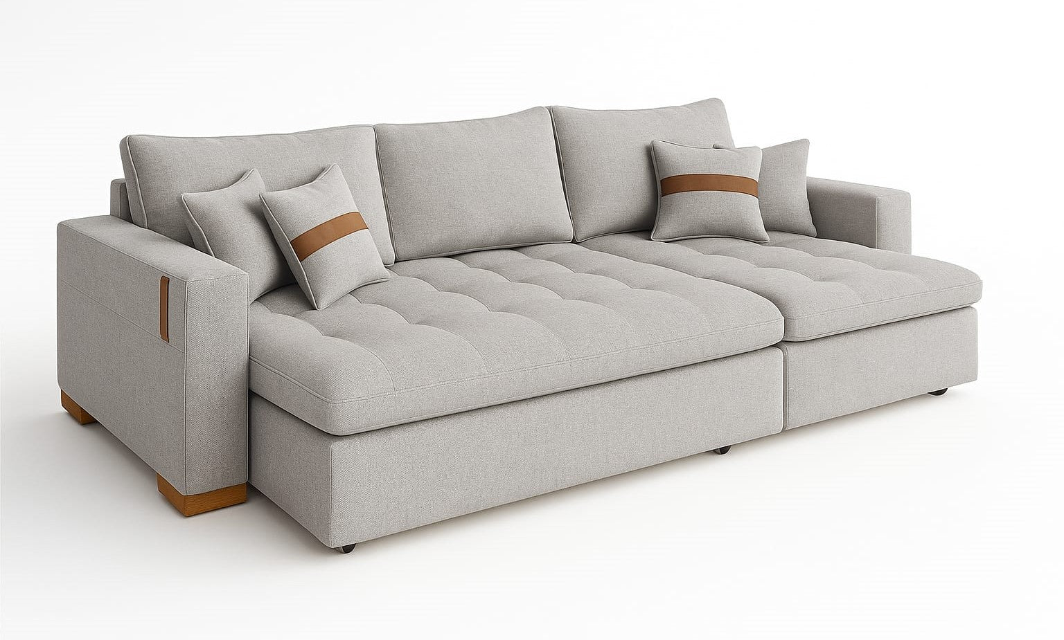 Sofa sem Caixa Retratil Lisboa 240 2xModulo 120 Linho Cinza Claro 20 We Art Decor