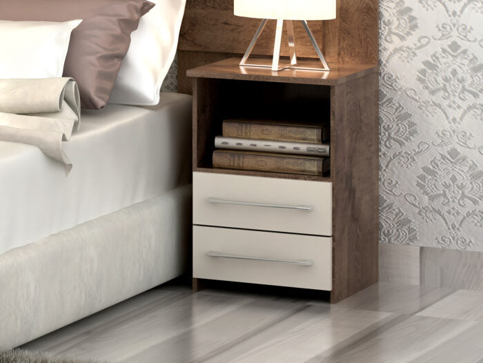 Criado Bruna 2G1N Chocolate.Off White Quarta Divisao - Móveis furniture