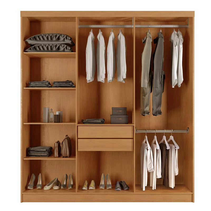 Roupeiro Cairo Ripado 6 Portas 100% MDF Larg. 1.80m Nature/Off Rufato - Móveis furniture