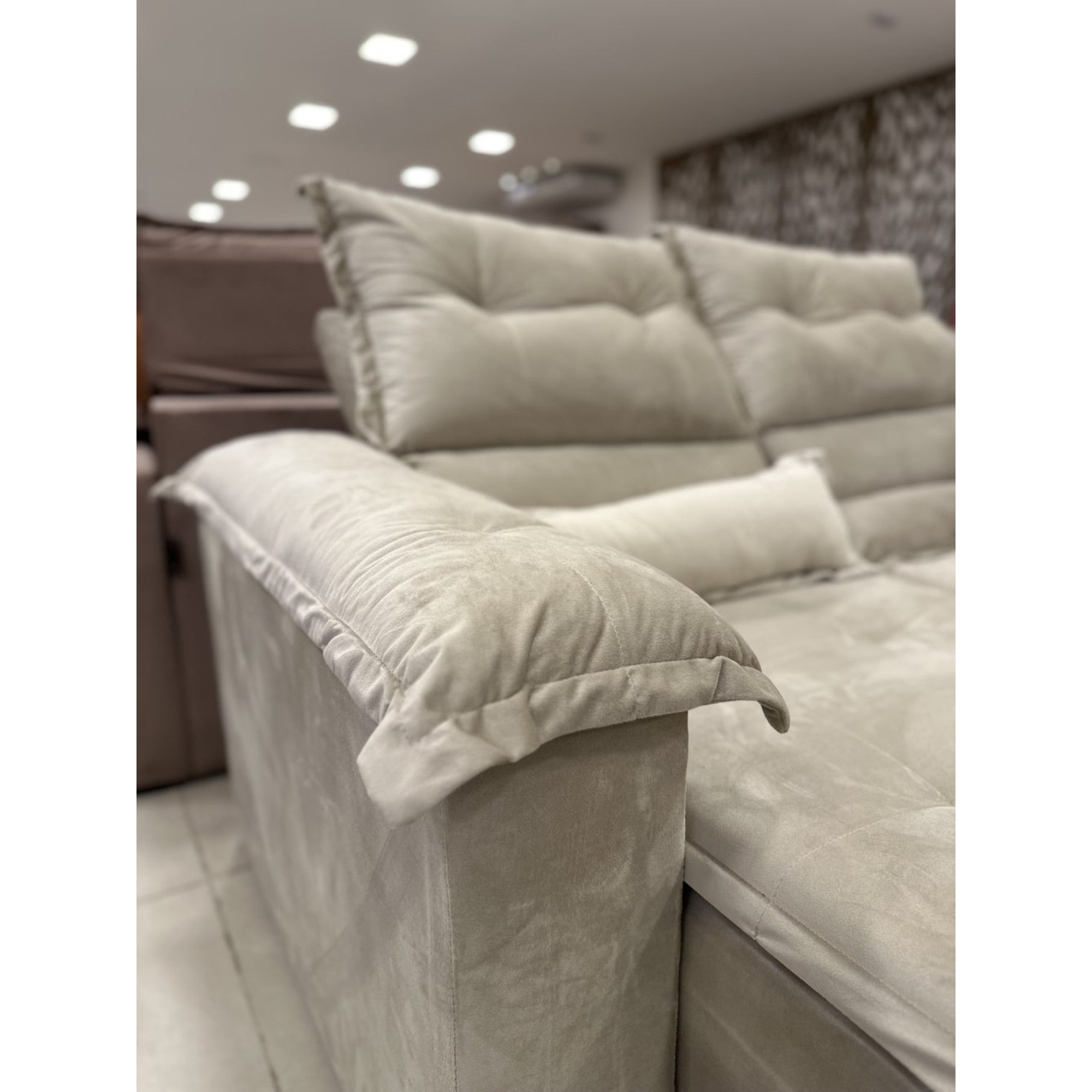 Sofá Pequim Retrátil e Reclinável 1,80 m - Bege - Móveis furniture
