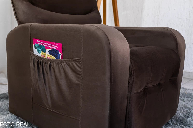 Poltrona Reclinável Punto Veludo Marrom - Móveis furniture