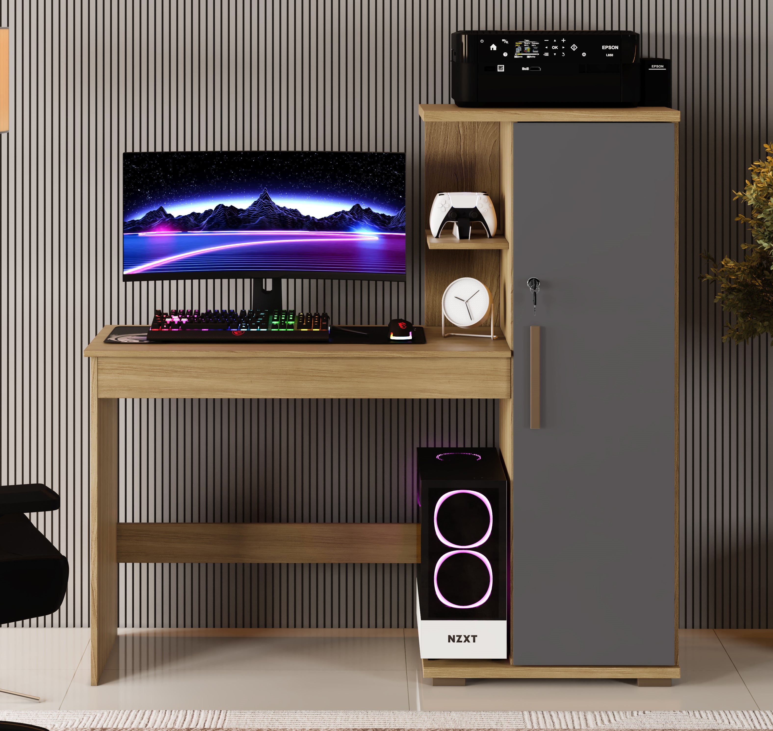 Escrivaninha Savana 1P Cinamomo.Grafite Arte Moveis