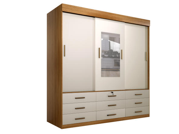 Roupeiro Ipanema 3P9G Cinamomo.Off White Minas Plac - Móveis furniture