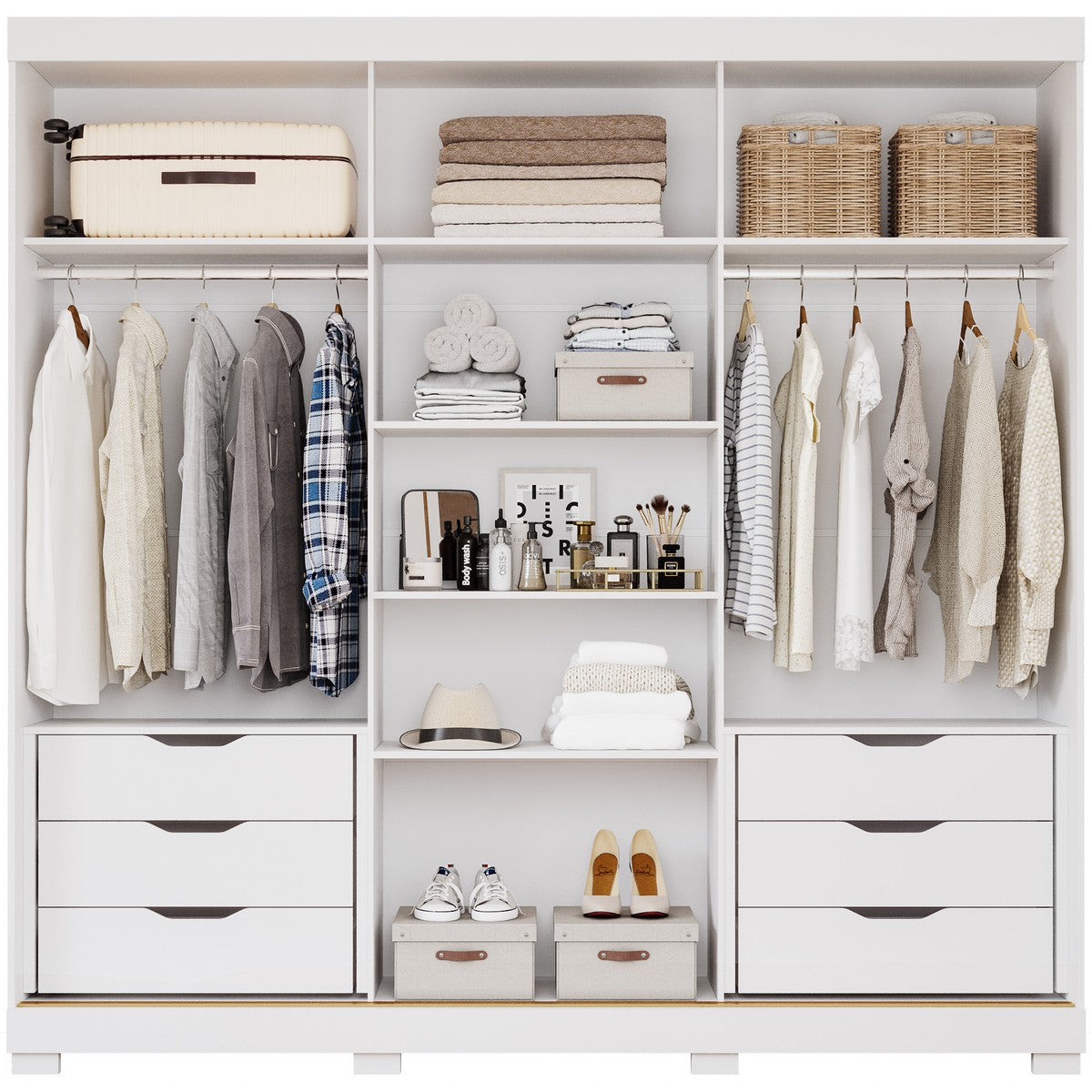 Guarda-Roupa 3 Portas Slide Cecília 2,352 m Branco – PANAN MÓVEIS - Móveis furniture