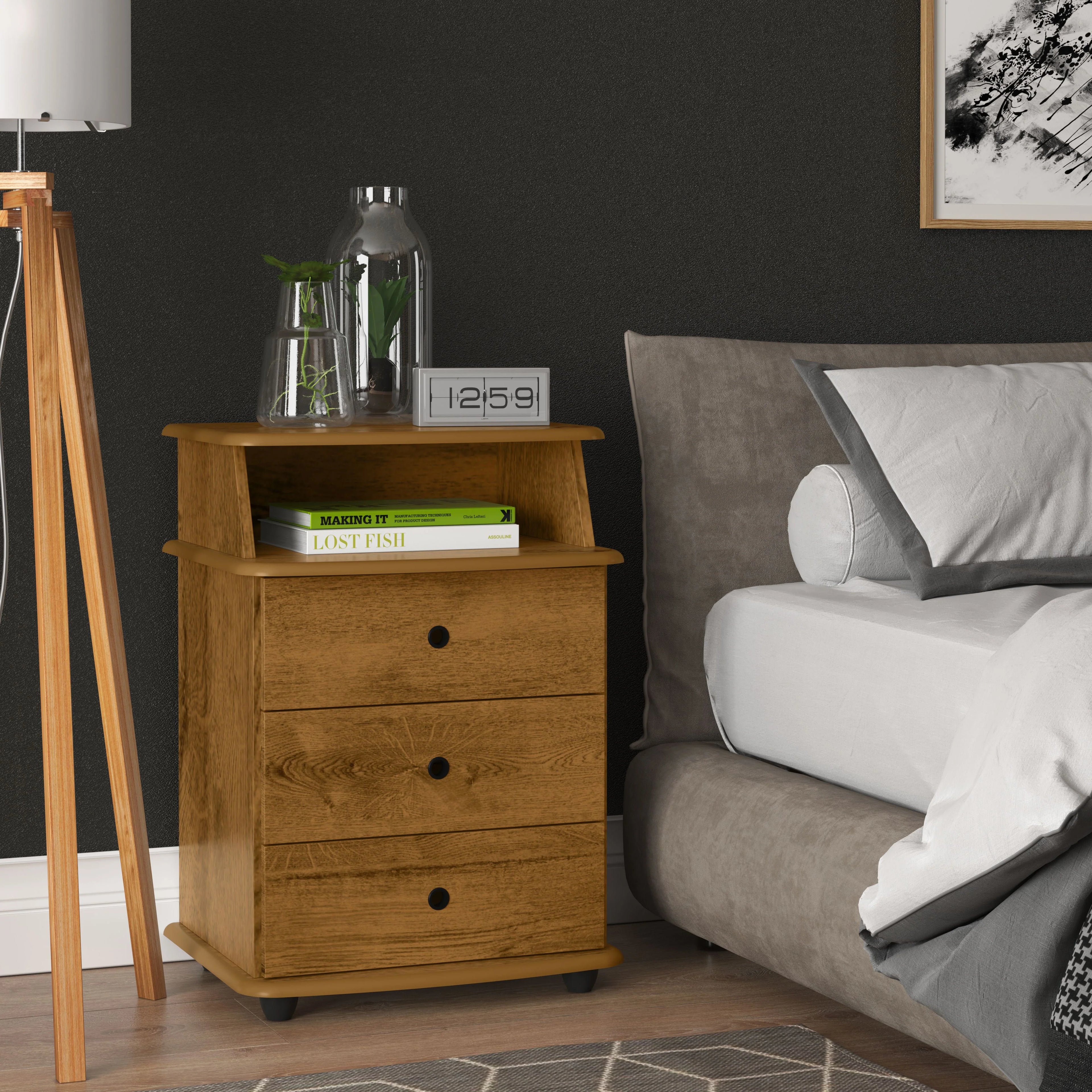 Mesa de Cabeceira Luxo 1N3G Freijo EJ Moveis