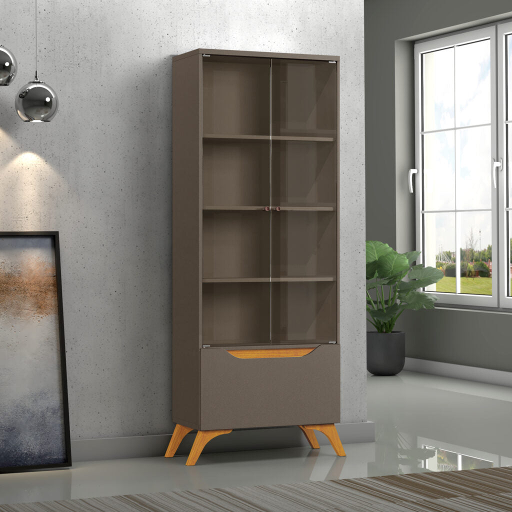 Cristaleira Atenas Platinum/Naturale – - Móveis furniture