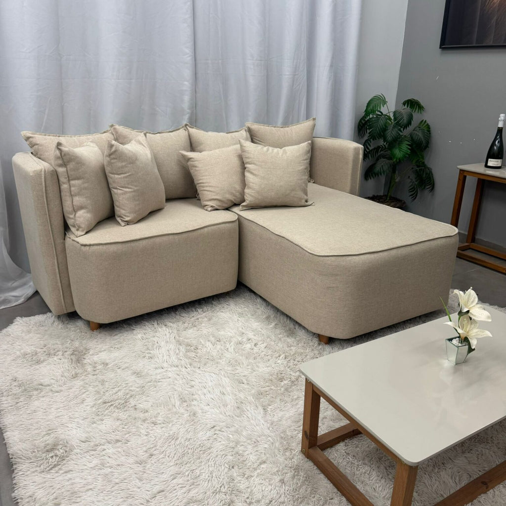 Sofá Opel 2 Lugares com Chaise Tecido Linho 180cm Paropas