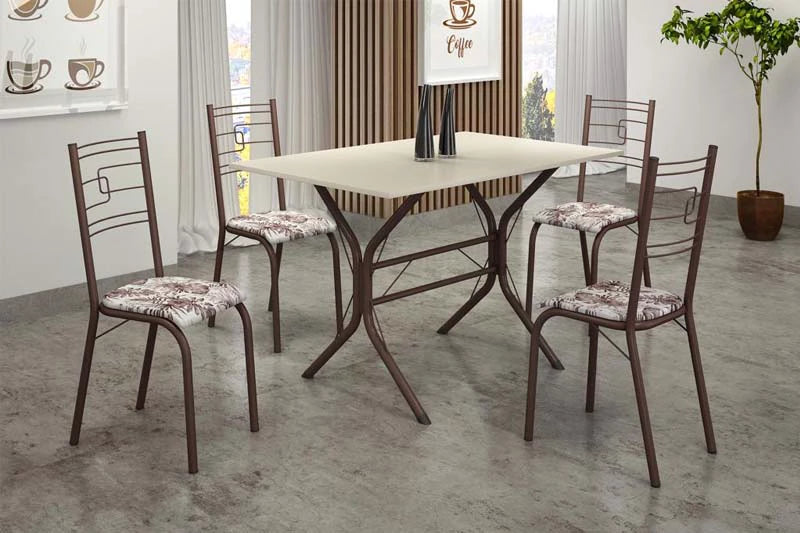 Conjunto Paraty 4 Cadeiras Base Cabo Frio Tampo Off 120×80 Marrom - Móveis furniture