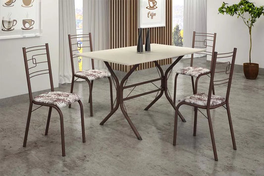 Conjunto Paraty 4 Cadeiras Base Cabo Frio Tampo Off 120×80 Marrom - Móveis furniture