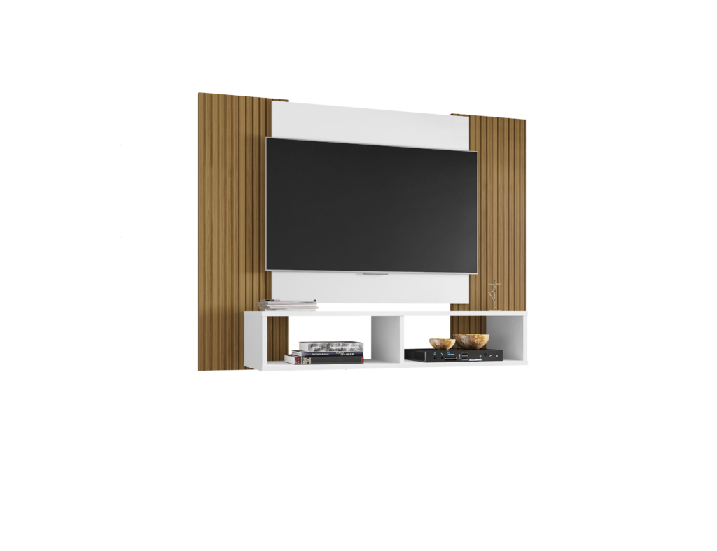 Painel até 47″ Navi Branco/Ripado - Móveis furniture