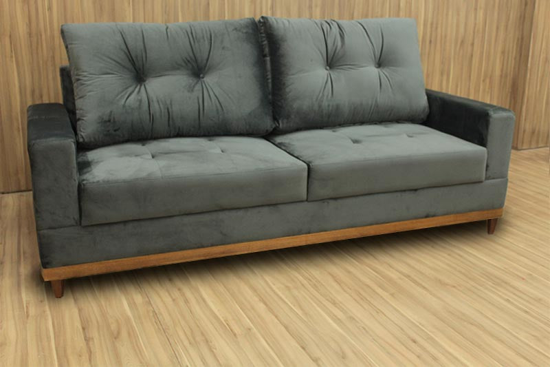 Sofá 3 Lugares Living 2,15 m Cinza Milena - Móveis furniture