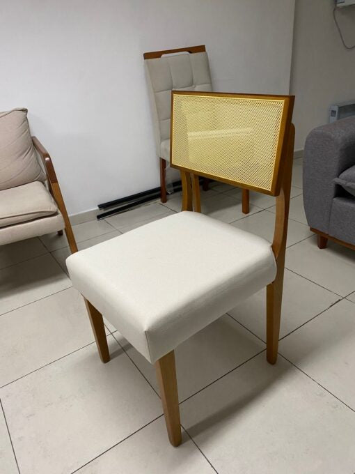 Kit 2 Cadeiras Grécia Mel/Veludo beje – HR MOVELARIA