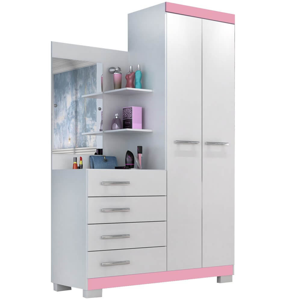 Cômoda Melissa 4 Gavetas 2 Portas com Espelho ACP - Móveis furniture