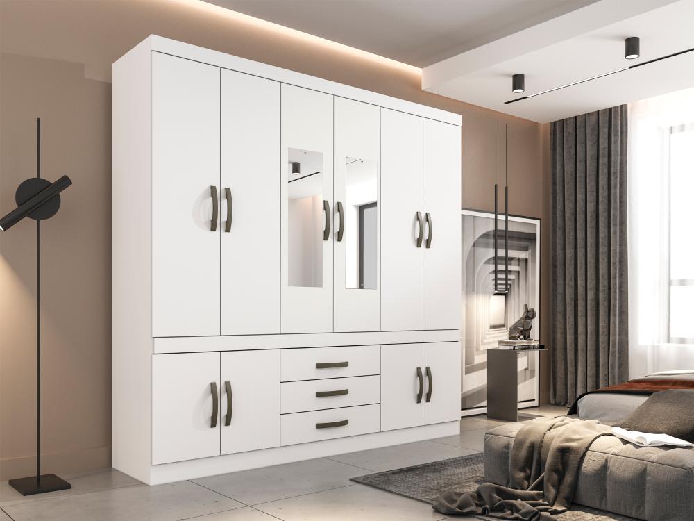 Roupeiro New Parma 10P3G c Esp e Pes Branco - Móveis furniture