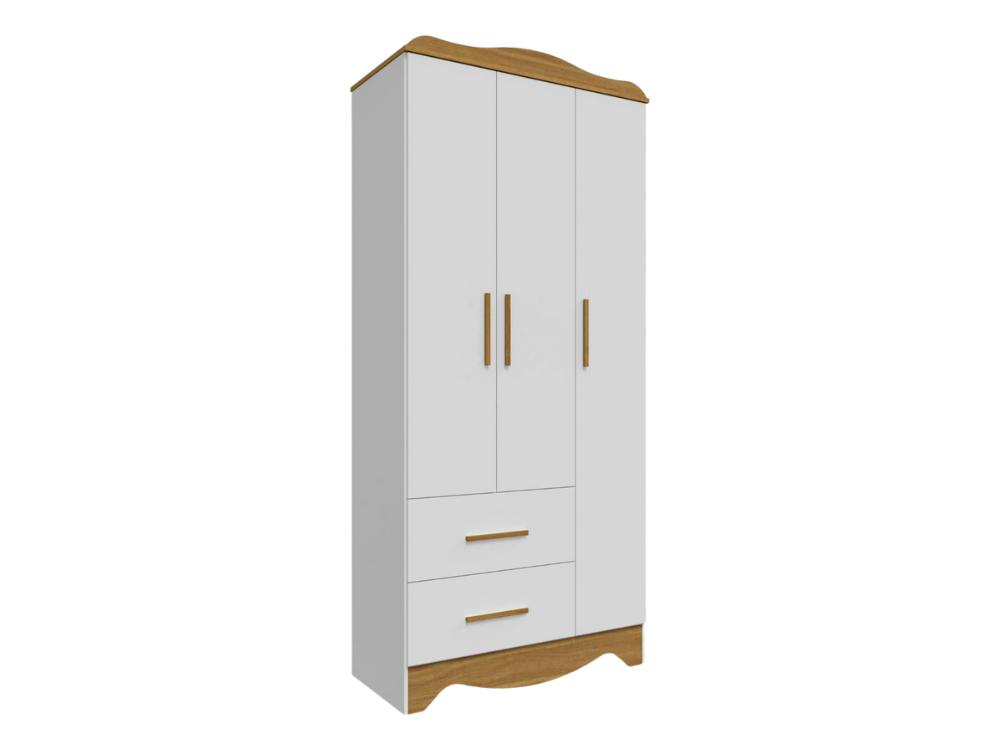 Armário Clara 3 Portas – Branco/Amendoado - Móveis furniture