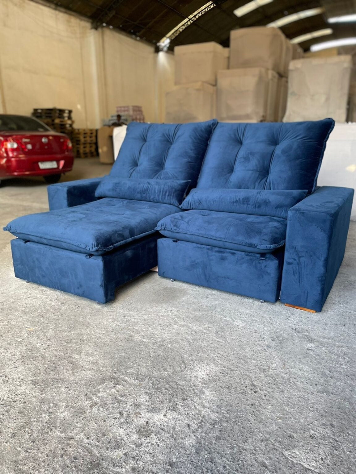 Sofá Retrátil e Reclinável Malu 210 Azul – D’VITRINE ESTOFADOS - Móveis furniture