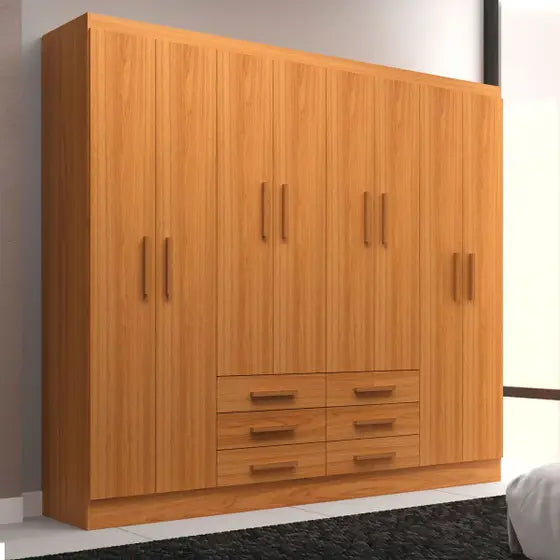 GUARDA ROUPA PARIS 1.85 COM 8 PORTAS 6 GAVETAS – EVIDÊNCIA CINAMOMO