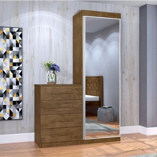 Comoda Multiuso Thor 4G1P com Espelho Jequitiba - Móveis furniture