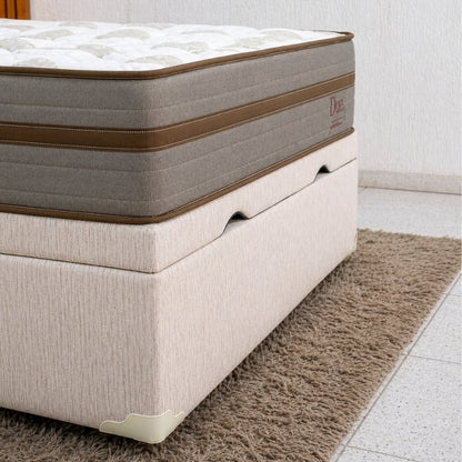 Colchão Casal Due Molas Ensacadas - Viero + Base Box Baú Casal Prime Confort Corino Palha Blindado - Issacar 138x188x71 | Suporta até 240kg