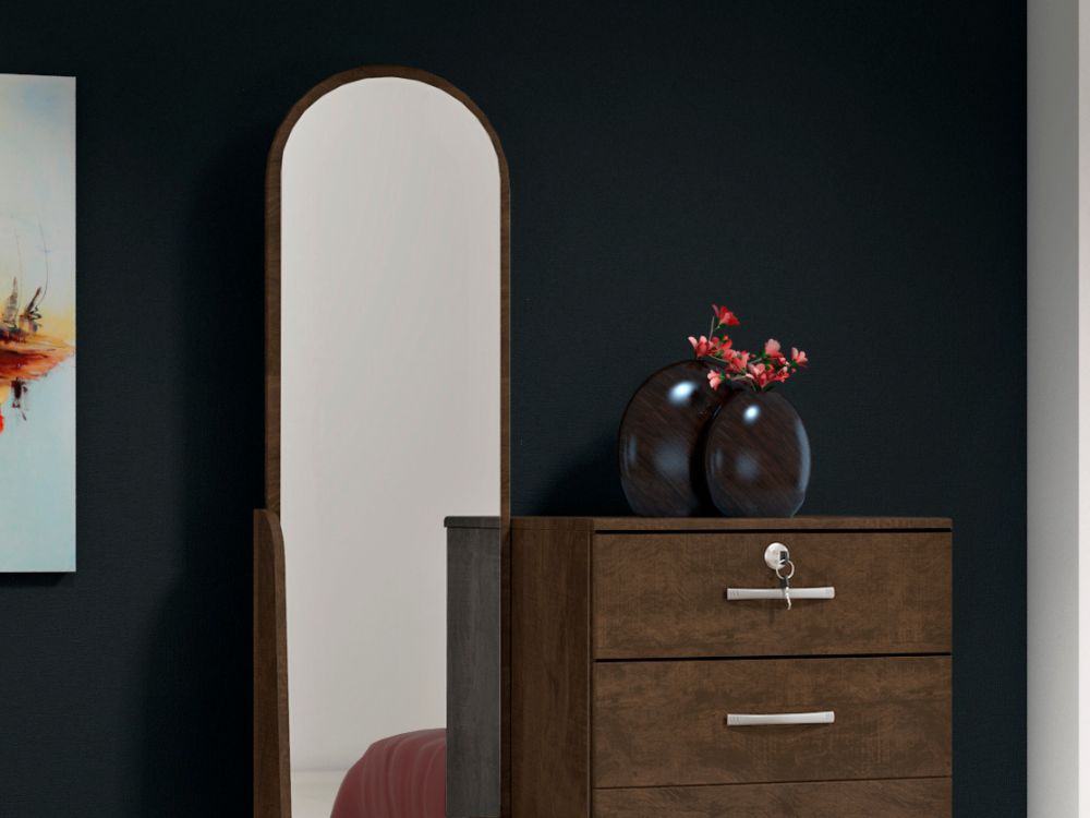 Cômoda 5 gavetas 1 porta e Espelho Ref.: 019 – Ipe Rústico - Móveis furniture