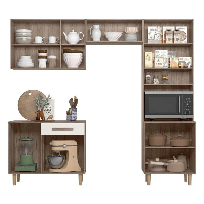 Cozinha Lemon Carvalho Nature/Off White Cristal - Móveis furniture