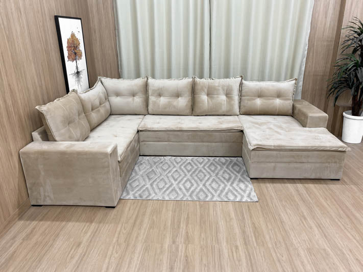 Sofá Canto Bege Leblon - Móveis furniture
