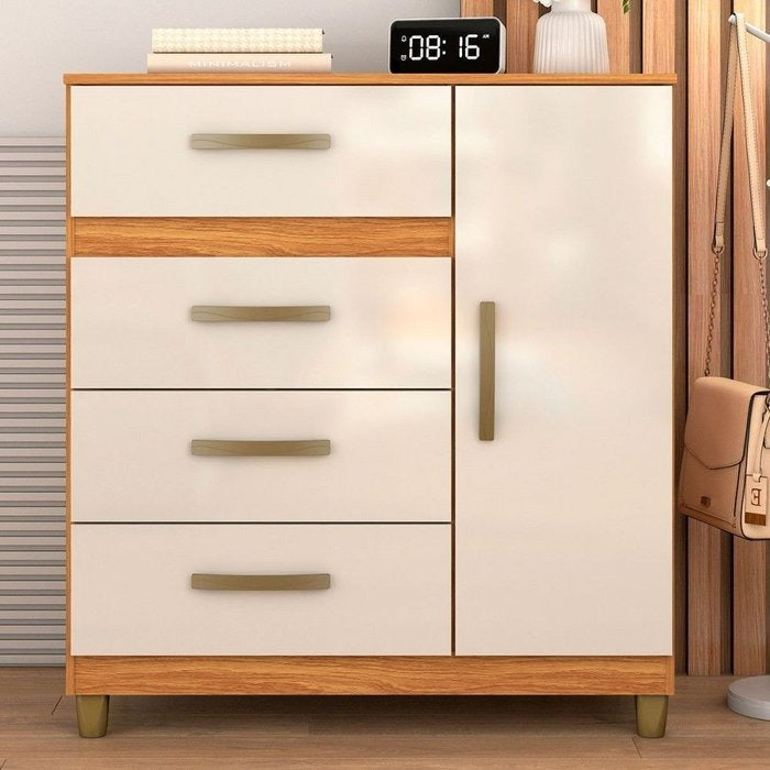 Cômoda 4 Gavetas com Sapateira Leme CO240 Cinamomo/Off White – FELLICCI