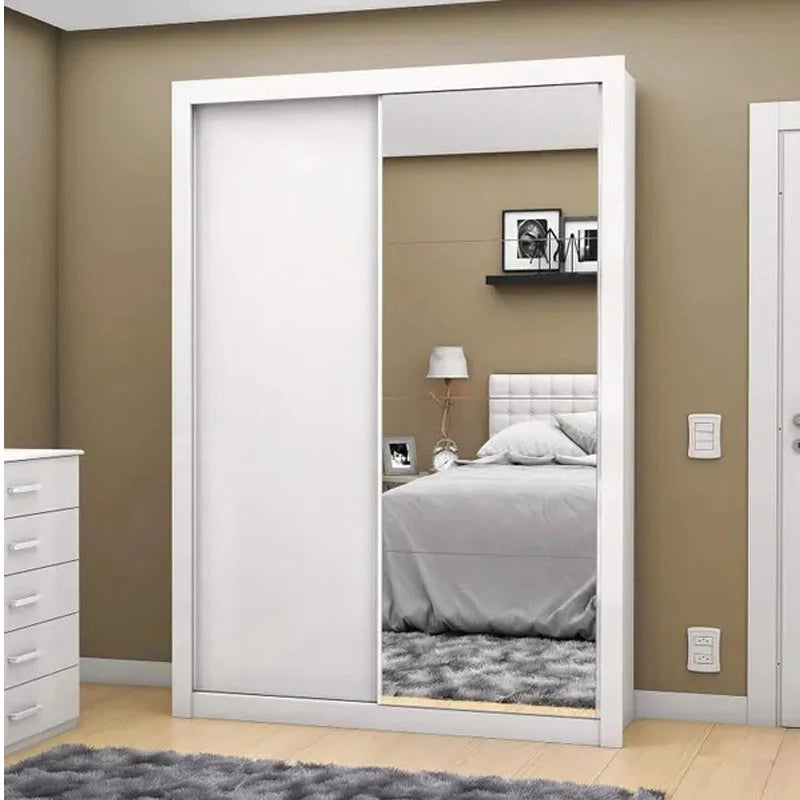 Roupeiro 2 portas Itália Com Espelho Branco Carioca - Móveis furniture