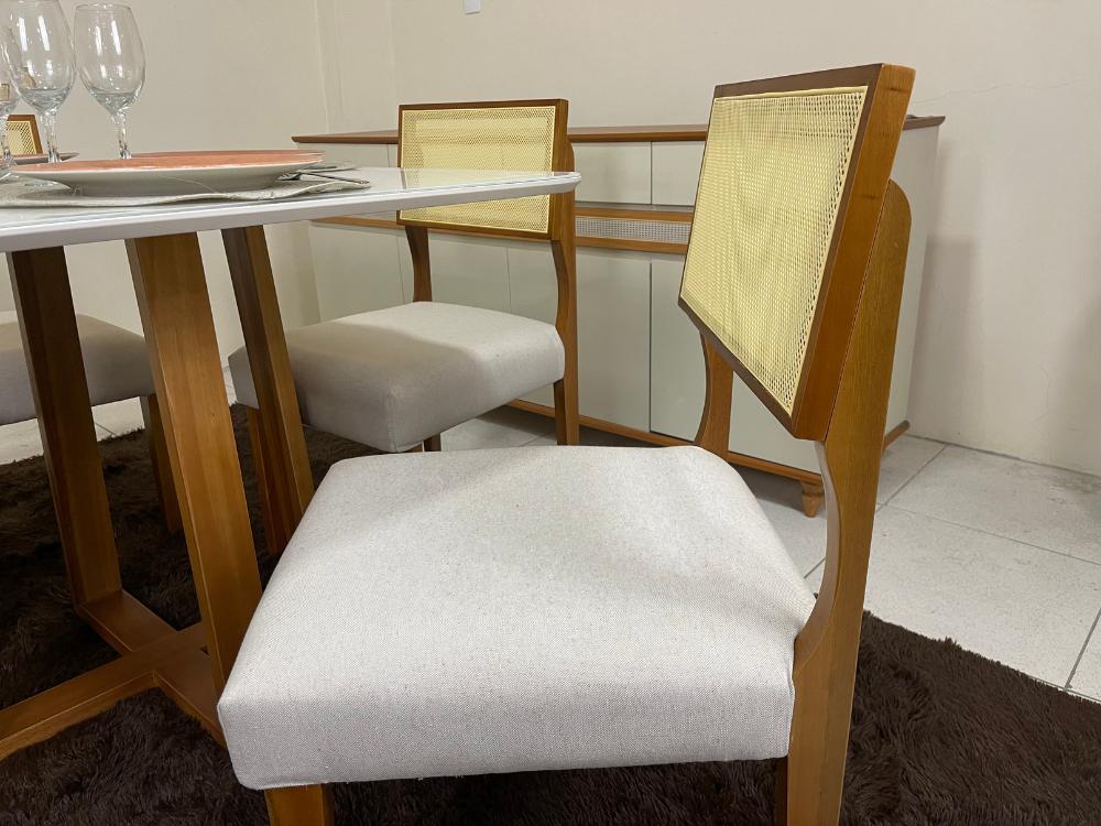 Mesa de Jantar Pedro 1.20×0.80 Com 4 Cadeiras Grécia – Cinamomo/Off White