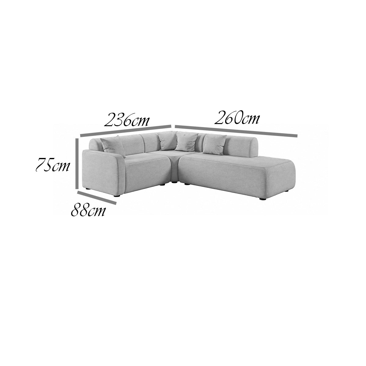 Sofá de Canto Cargo 2 Cantos com Chaise em Linho 5 Lugares Estofart