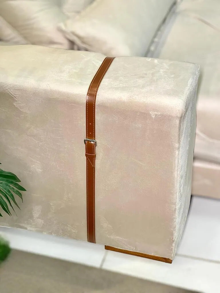 Sofá Retrátil e Reclinável Luanda/Isabella 2,50 m Veludo Bege – TREVO ESTOFADOS - Móveis furniture