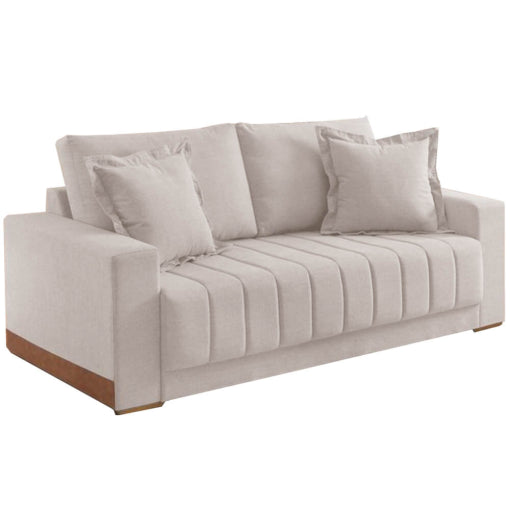 Sofá Vicam Buzios com Almofadas Soltas 3 Lugares Tecido Linho 200cm Vicam bege