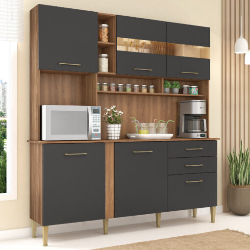 Kit Cozinha Nicole/Helena 1,82 Manchester/Grafite – FELLICCI - Móveis furniture