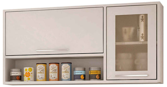 Aereo Basculante Cozinha Paris 120 2P1N1Vidro Reflecta Branco Salleto