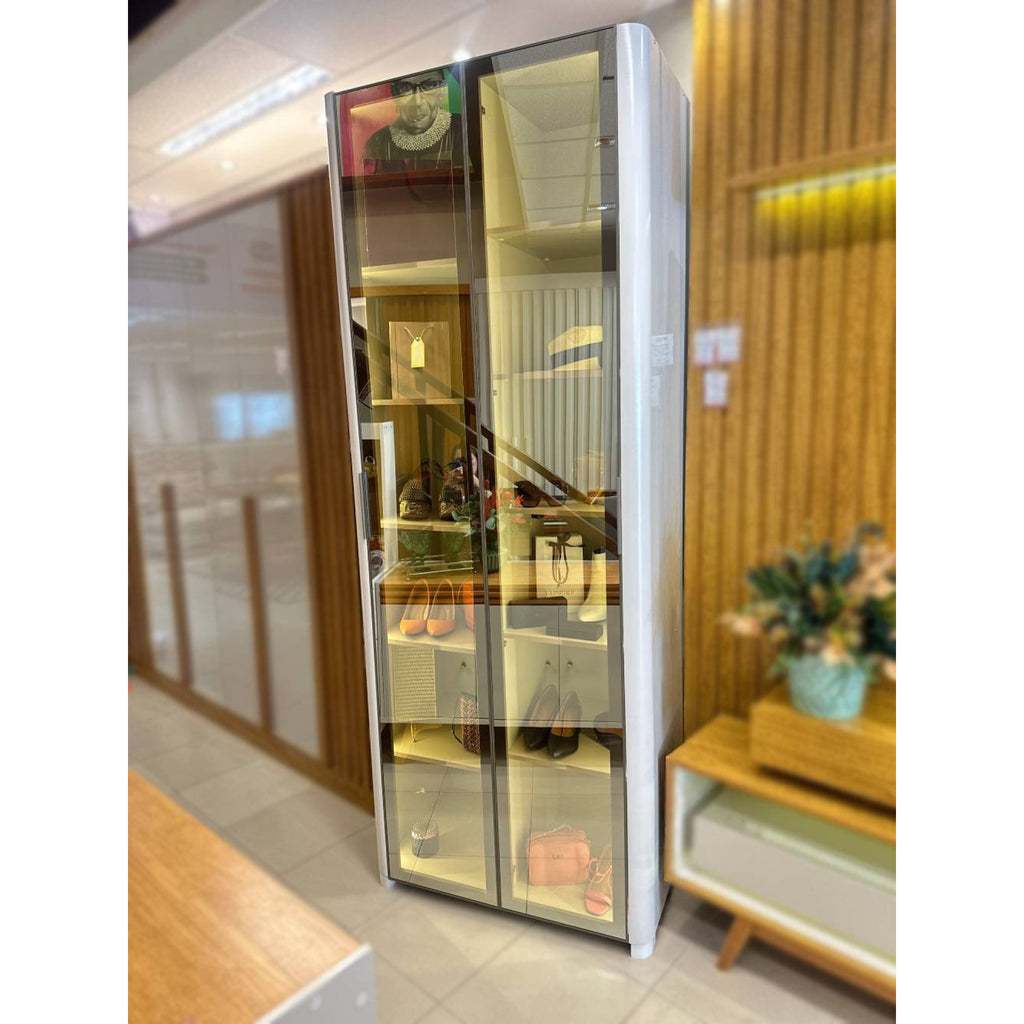 Sapateira Innova 2P Vidro Reflecta com Pes e LED Off White Gelius