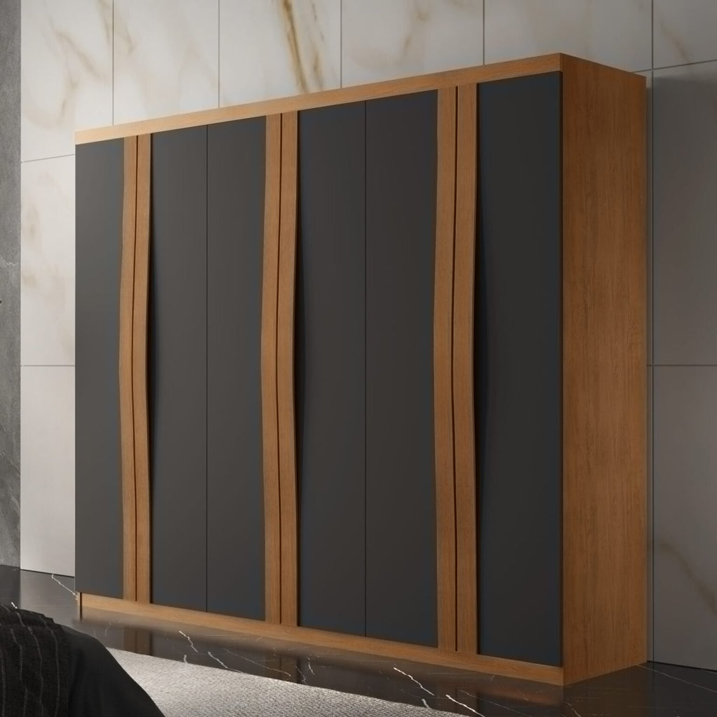 Guarda-Roupa 6 Portas Grécia 1,80 m Naturale/Grafite - Móveis furniture