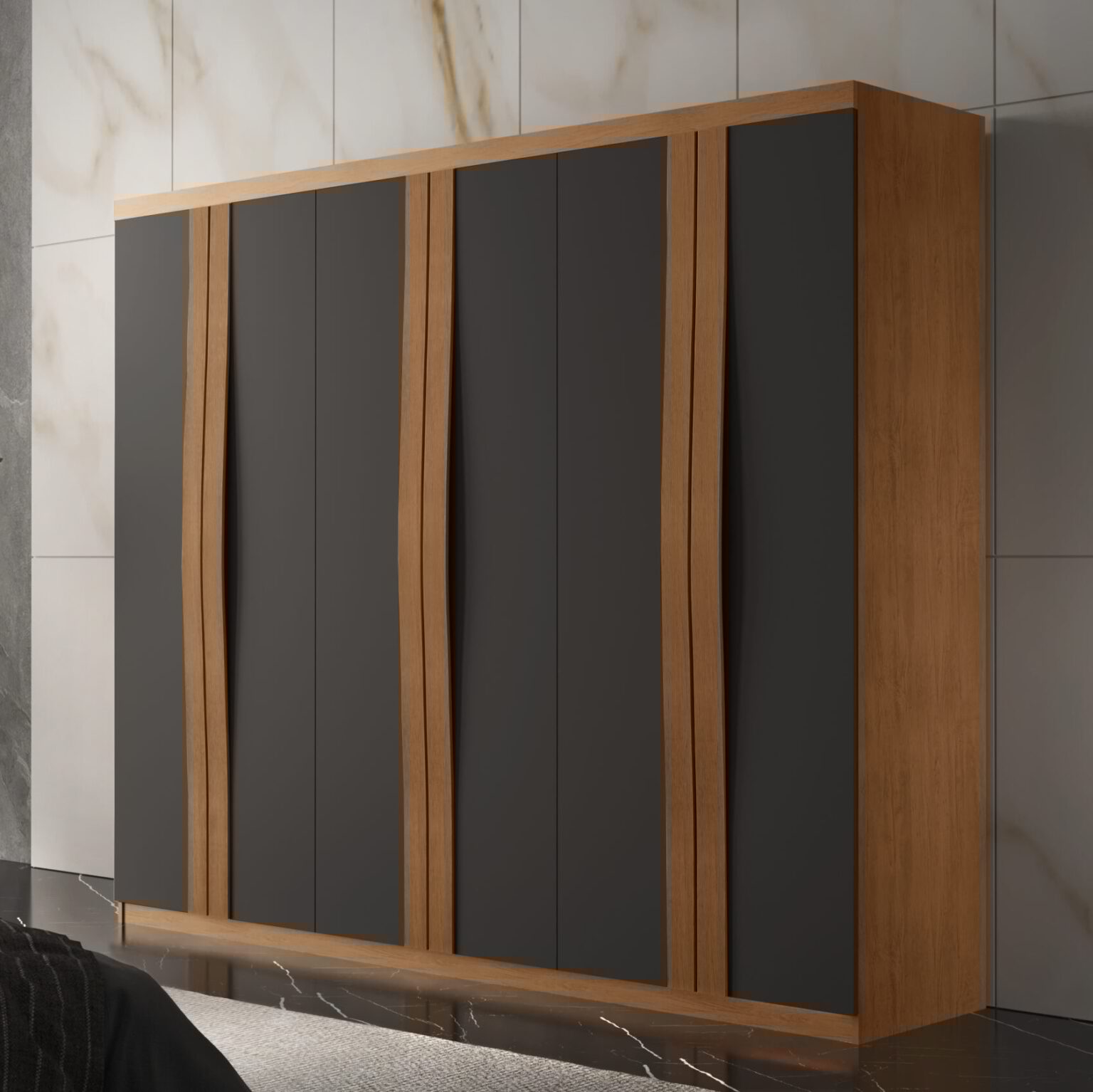 Guarda-Roupa 6 Portas Grécia 1,80 m Naturale/Grafite - Móveis furniture