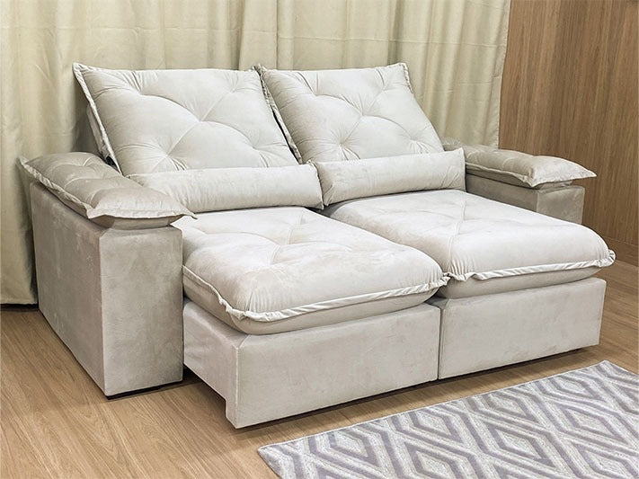 Sofá Retrátil Reclinável 2,30 m Bege 501 Zuqui Plus - Móveis furniture