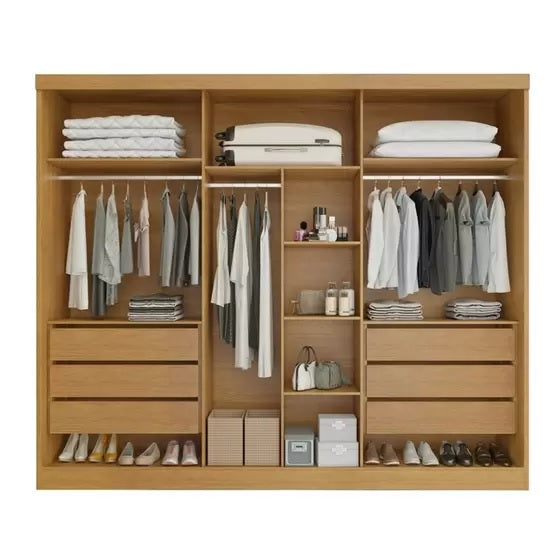 Guarda-Roupa Gênova 2,70 m Nature/Off White - Móveis furniture