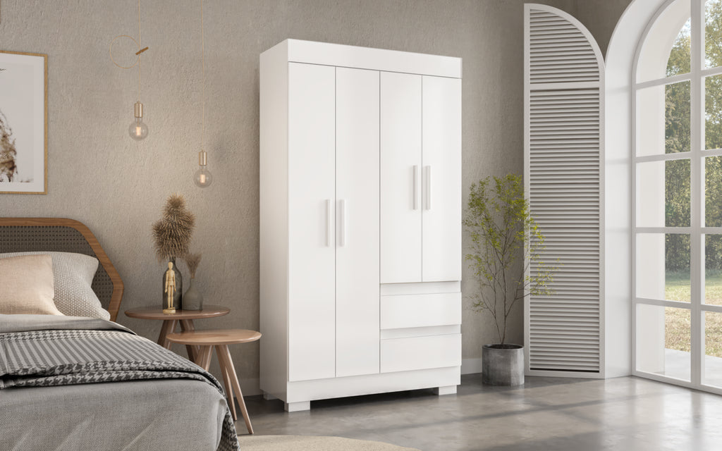 Guarda-Roupa 4 Portas Maya 0,998 m Branco – ACP MÓVEIS - Móveis furniture