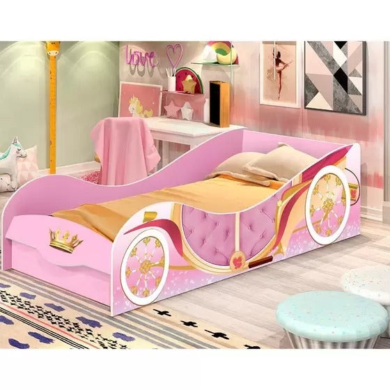 Cama Infantil Carruagem sem Bau Rosa J A Moveis - Móveis furniture