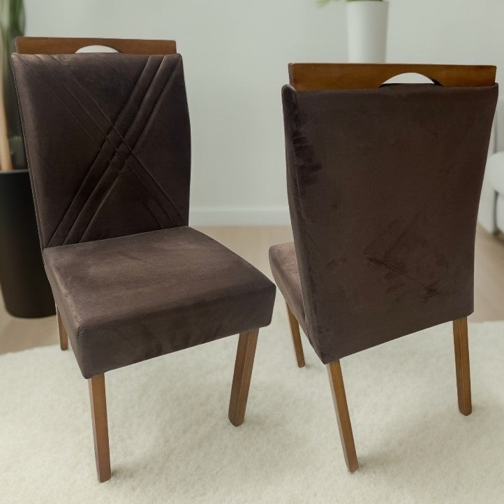 Kit 2 Cadeiras Fenix Mel/Veludo Marrom – WM DECOR